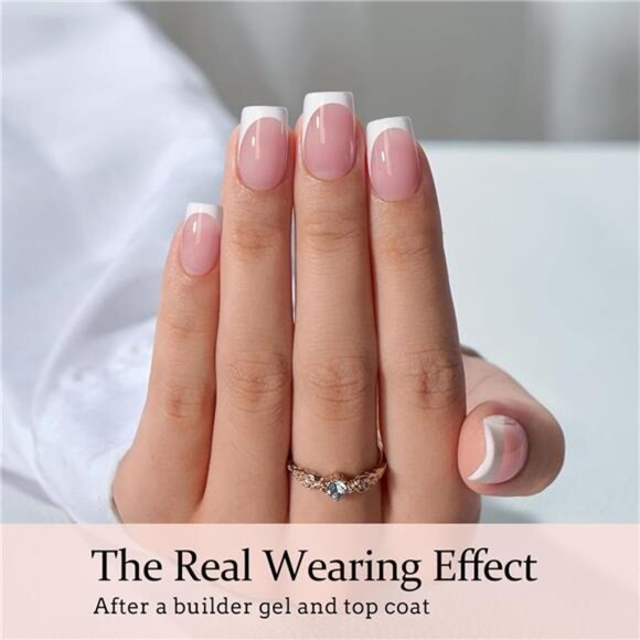 BTArtboxnails XCOATTIPS French Tip Nails - Short Press On Nails, 160 Pcs Pink - Picture 3 of 7